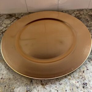 12x Gold Reflective Dinnerware Charger Plate with Wide Rim